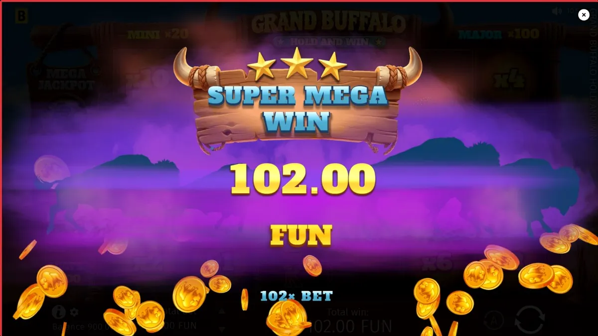 Cenário desértico e majestoso do slot Grand Buffalo Hold and Win