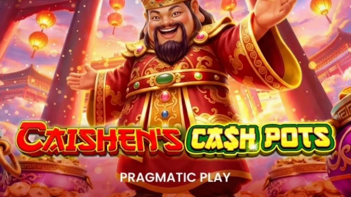 Caishen’s Cash Pots slot machine interface com símbolos de ouro e prosperidade